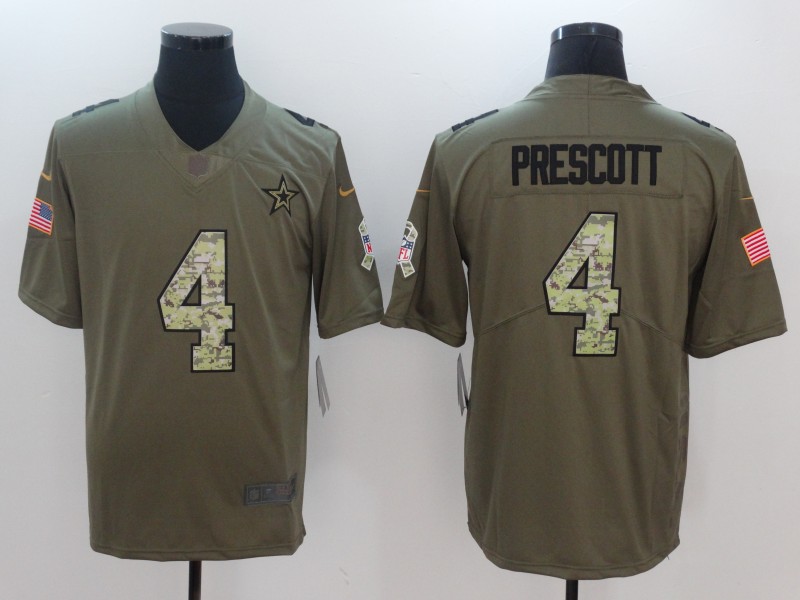Men Dallas Cowboys #4 Prescott Camo Nike Olive Salute To Service Limited NFL Jerseys->denver broncos->NFL Jersey